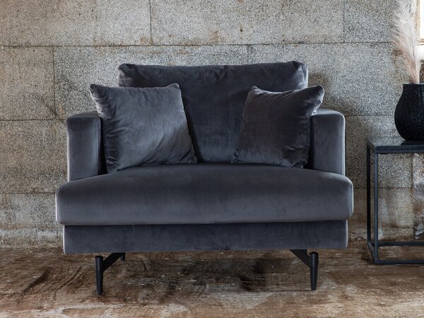 Fotel Dallas 1703, Kárpit, 82x108x92cm, Fekete, Sötétszürke