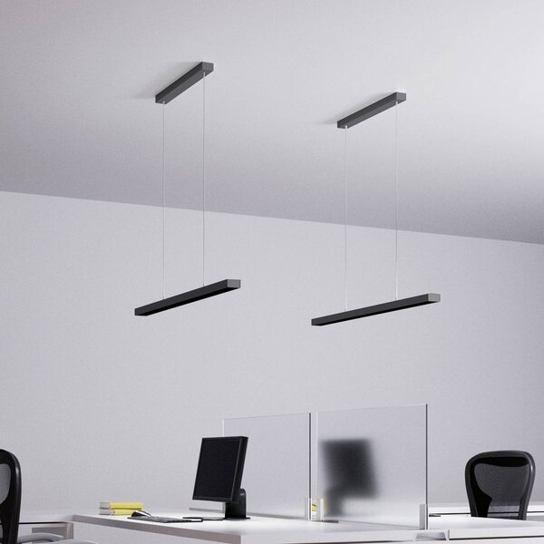 Arcchio LED irodai függőlámpa Jolinda, fekete, 118cm, fel/le, fel/le, Fekete, Dolgozószoba / Iroda, Alumínium, Modern