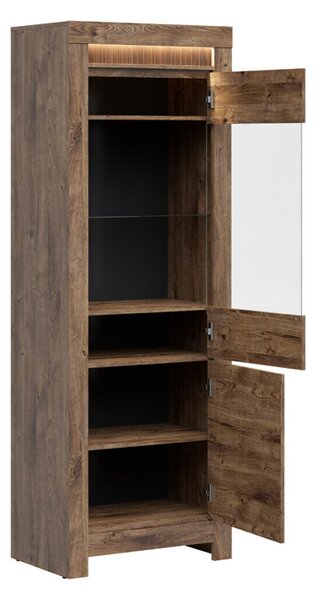 Könyvespolc Fiomoro 103, Zárt, Ajtókkal, Üveg, Laminált forgácslap, 200x71x45cm, Ribbeck tölgy