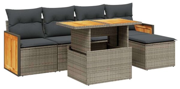 VidaXL Polyrattan Kerti Ülőgarnitúra - 6 részes - Szürke