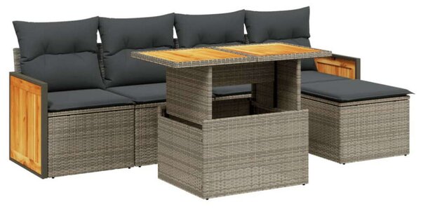 VidaXL Polyrattan Kerti Ülőgarnitúra - 6 részes - Szürke