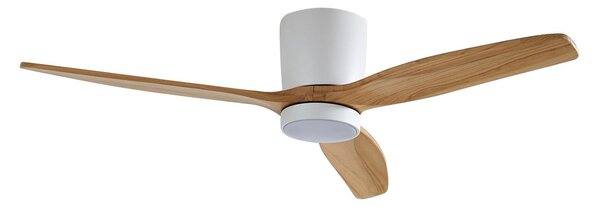 Faipari LED mennyezeti ventilátor, fehér, DC, csendes, 132 cm – Lucande Lucande, Faipari, Fehér, Nappali, Fa, Modern