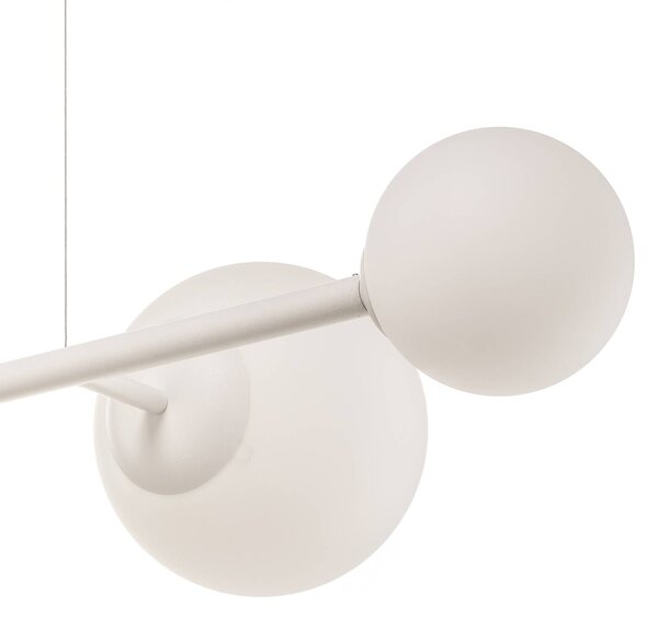 ALDEX Dione 6 izzós függő világítás, hatlámpás, fehér, dimmelhető, Fehér / opál, Nappali / Étkező, Üveg, Modern