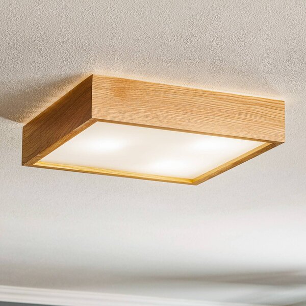 TEMAR LIGHTING Quatro DR mennyezeti lámpa, 38,5cm, fa kerettel, dimmelhető, Világos fa, Nappali / Étkező, Fa, Modern