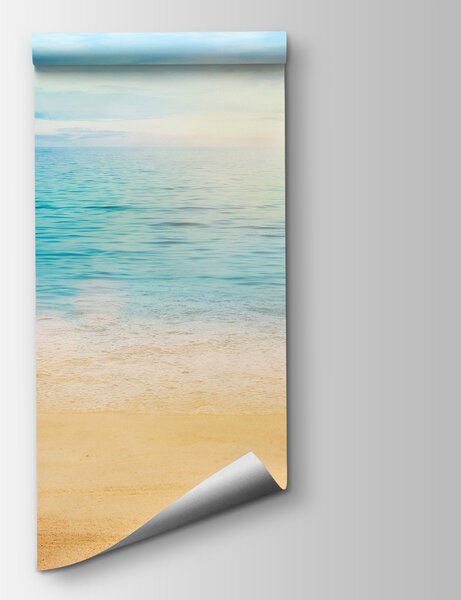 Fotótapéta Homokos strand kék vízzel és kék éggel, Tenger fotótapéta, Népszerű fotótapéta, u57176 - Tapeko.hu
