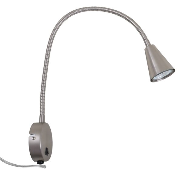 Briloner LED fali világítás Tusa, nikkel, fém, 45 cm, hajlított kar, Alu / szürke / cink, Hálószoba, fém, Modern