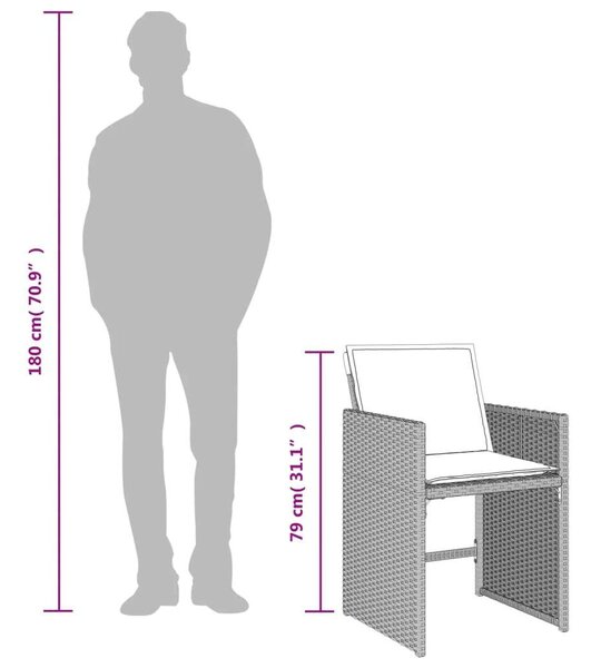 VidaXL 11 részes világosszürke polyrattan kerti ülőgarnitúra párnákkal