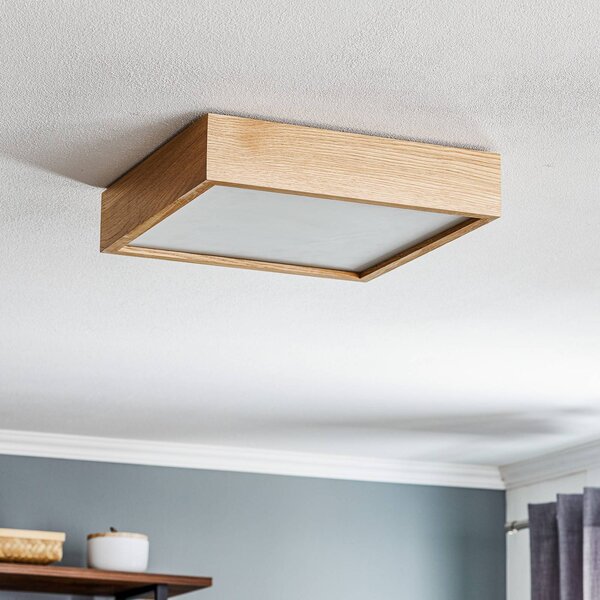 TEMAR LIGHTING Quatro DR mennyezeti lámpa, 38,5cm, fa kerettel, dimmelhető, Világos fa, Nappali / Étkező, Fa, Modern