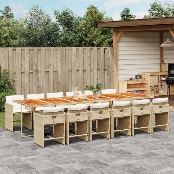 VidaXL Polyrattan Kerti Étkezőgarnitúra - 13 részes - Bézs