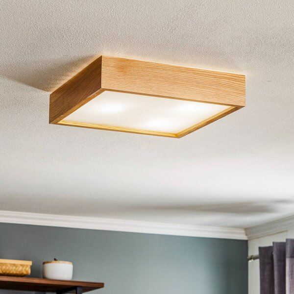 TEMAR LIGHTING Quatro DR mennyezeti lámpa, 38,5cm, fa kerettel, dimmelhető, Világos fa, Nappali / Étkező, Fa, Modern