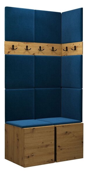 Előszoba garnitúra Pinis I, 186x84x46cm, Artisan tölgy, Kárpit, Laminált forgácslap