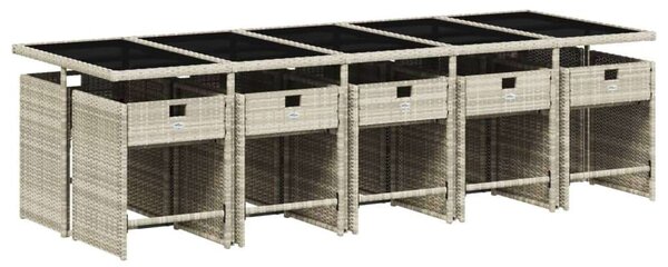 VidaXL 11 részes világosszürke polyrattan kerti ülőgarnitúra párnákkal