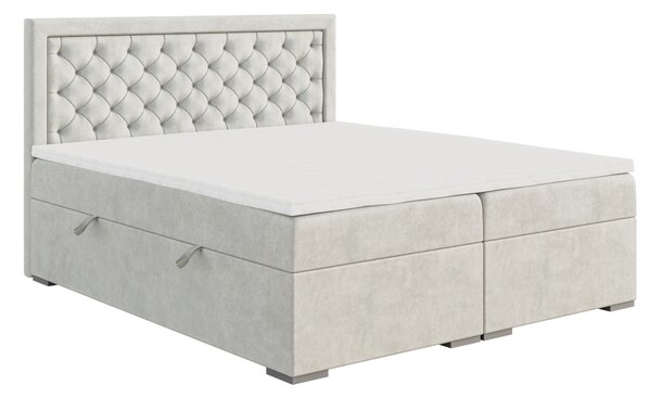 Franciaágy Boxspring 180 cm Bohem (elefántcsont) (matraccal és tárolóhellyel)