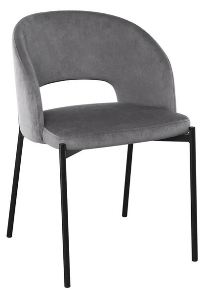 K455 Velvet Kárpitozott Szék, Fém lábakkal, Szürke / Fekete, Sz51xM57xM77 cm