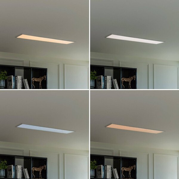 Lindby Kenma LED panel, CCT, 29,6 cm x 119,6 cm, dimmelhető, Fehér / opál, Nappali / Étkező, Műanyag, Modern