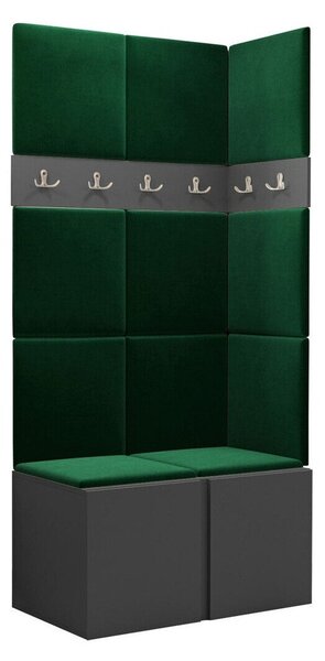 Előszoba garnitúra Pinis I, 186x84x46cm, Grafit, Kárpit, Laminált forgácslap