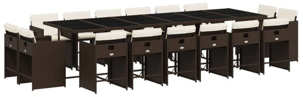 VidaXL Polyrattan Kerti Étkezőgarnitúra - 17 részes - Barna
