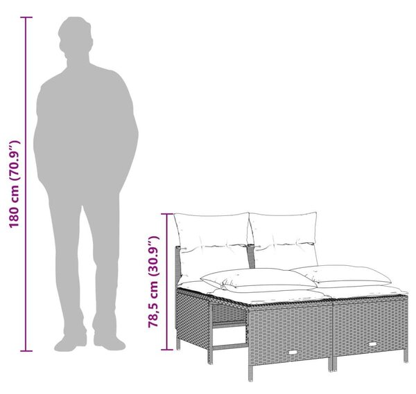 VidaXL Polyrattan Kerti Ülőgarnitúra - 4 részes
