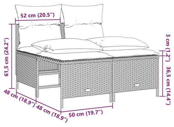 VidaXL Polyrattan Kerti Ülőgarnitúra - 2 Foteles