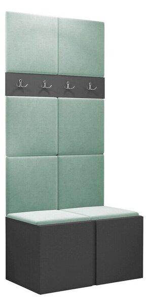 Előszoba garnitúra Pinis IV, 186x84x46cm, Grafit, Kárpit, Laminált forgácslap
