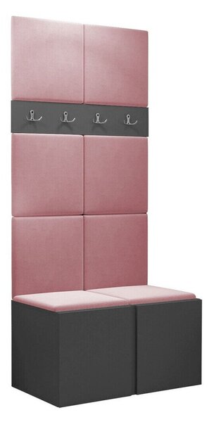 Előszoba garnitúra Pinis IV, 186x84x46cm, Grafit, Kárpit, Laminált forgácslap