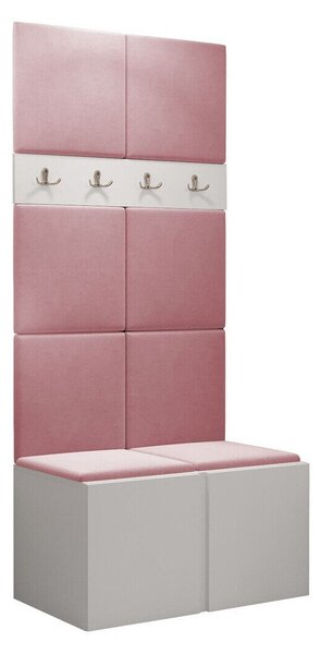 Előszoba garnitúra Pinis IV, 186x84x46cm, Fehér, Kárpit, Laminált forgácslap