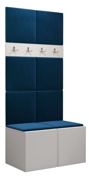 Előszoba garnitúra Pinis IV, 186x84x46cm, Fehér, Kárpit, Laminált forgácslap