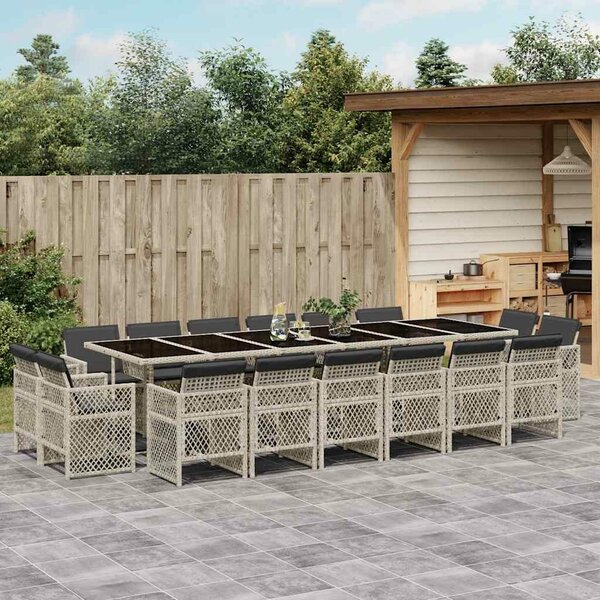 VidaXL Polyrattan Kerti Étkezőgarnitúra - 17 részes, Szürke