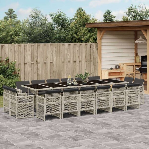 VidaXL Polyrattan Kerti Étkezőgarnitúra - 17 részes, Szürke