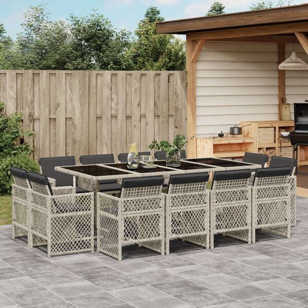 VidaXL Polyrattan Kerti Étkezőgarnitúra - 13 részes - Szürke