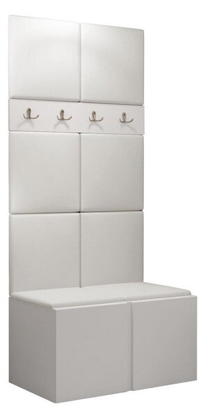 Előszoba garnitúra Pinis IV, 186x84x46cm, Fehér, Öko-bőr, Laminált forgácslap