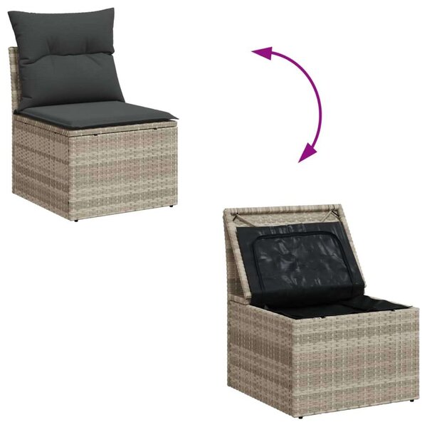 VidaXL Polyrattan Kerti Ülőgarnitúra - 8 részes - Világosszürke