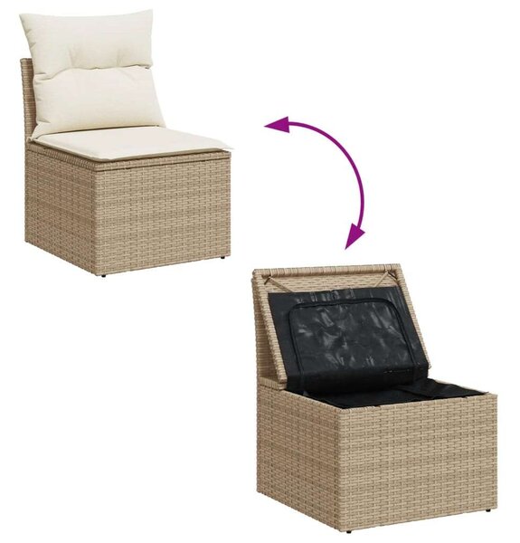 VidaXL 10 részes bézs polyrattan kerti ülőgarnitúra párnával