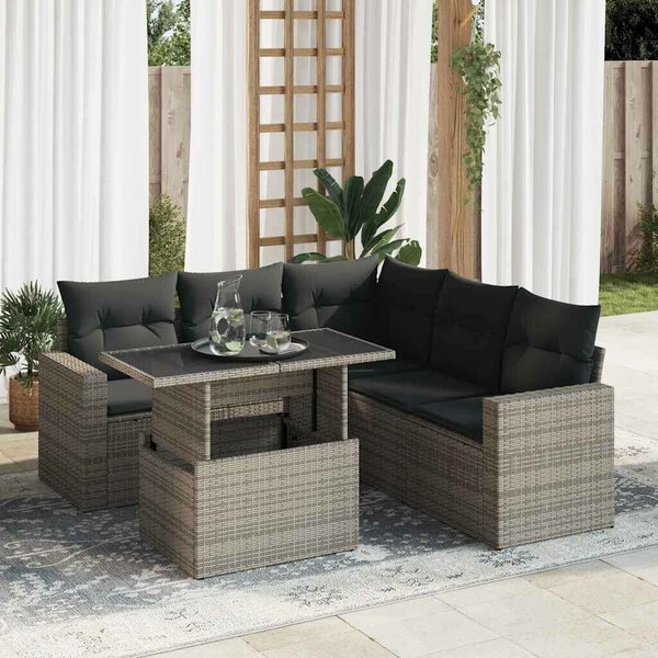 VidaXL Polyrattan Kerti Ülőgarnitúra - 6 részes - Szürke