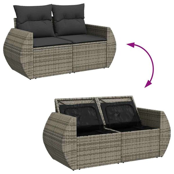 VidaXL Polyrattan Kerti Ülőgarnitúra - 8 részes - Szürke