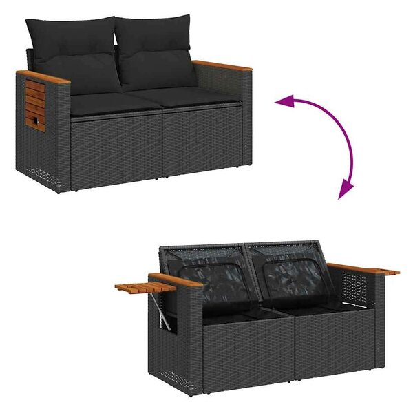 VidaXL Polyrattan Kerti Ülőgarnitúra - 6 részes - Fekete