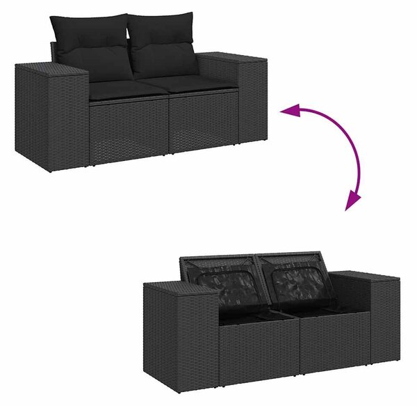 VidaXL Polyrattan Kerti Ülőgarnitúra - 6 részes - Fekete