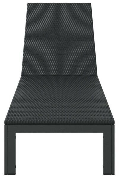 VidaXL Napágy Kerekekkel Fekete Polirattan