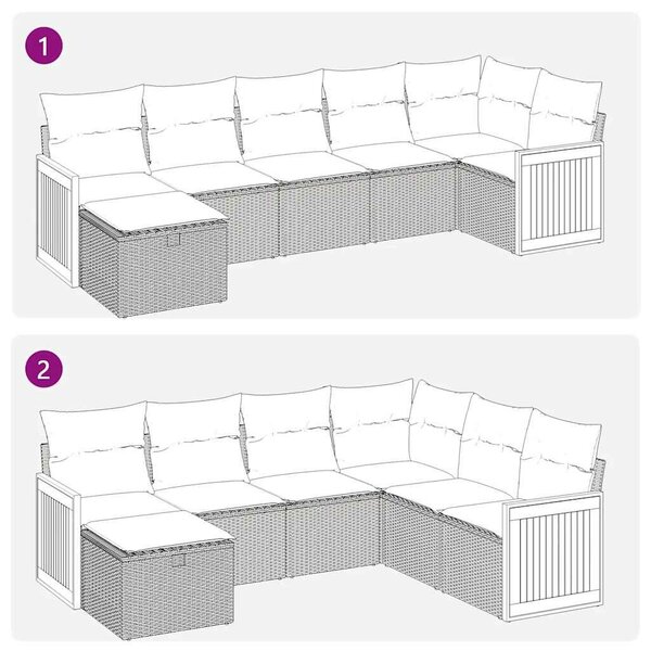 VidaXL 7 részes bézs polyrattan kerti ülőgarnitúra párnákkal