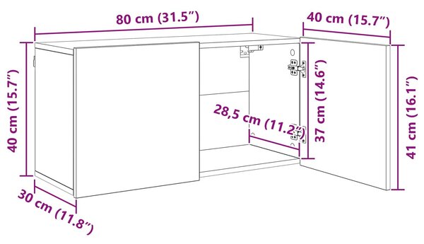 VidaXL TV faliszekrény Falra szerelhető 5 pcs Öreg fa Faanyag