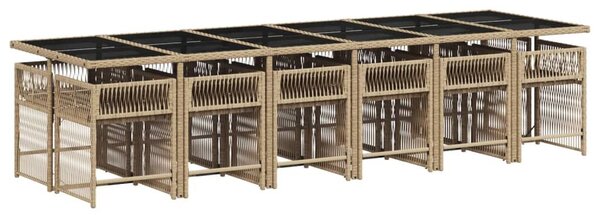 VidaXL 13 részes bézs polyrattan kerti étkezőgarnitúra párnákkal