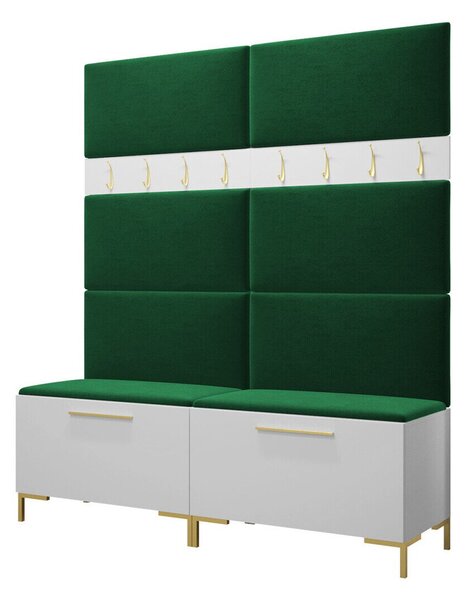 Előszoba garnitúra Nomal II, 196x168x46cm, Fehér, Laminált forgácslap, Kárpit