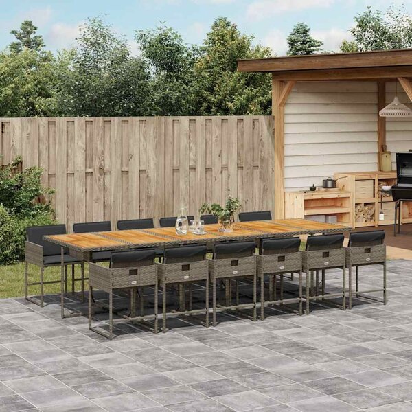 VidaXL 13 részes szürke polyrattan kerti ülőgarnitúra párnákkal