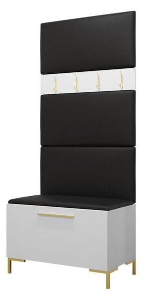 Előszoba garnitúra Nomal III, 196x84x46cm, Fehér, Öko-bőr, Laminált forgácslap