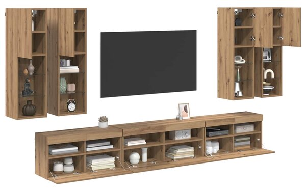 VidaXL TV falit kabinet szett 7 pcs Artisan tölgy Faanyag