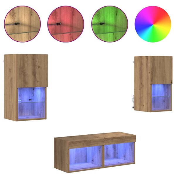 VidaXL TV Fali Szekrények 4 pcs Artisan tölgy 30,5 x 30 x 60 cm