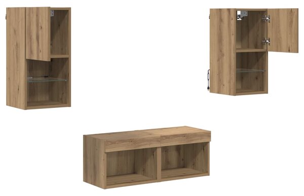 VidaXL TV Fali Szekrények 4 pcs Artisan tölgy 30,5 x 30 x 60 cm