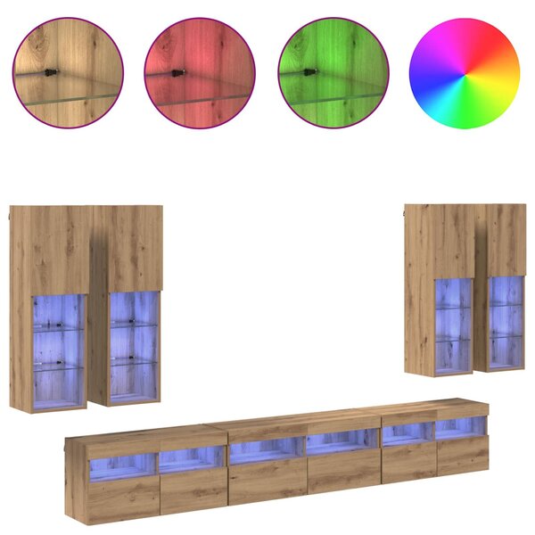 VidaXL TV falit kabinet szett 7 pcs Artisan tölgy Faanyag