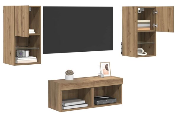 VidaXL TV Fali Szekrények 4 pcs Artisan tölgy 30,5 x 30 x 60 cm