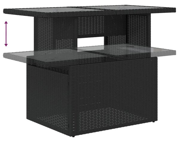 VidaXL 9 részes fekete polyrattan kerti ülőgarnitúra párnákkal